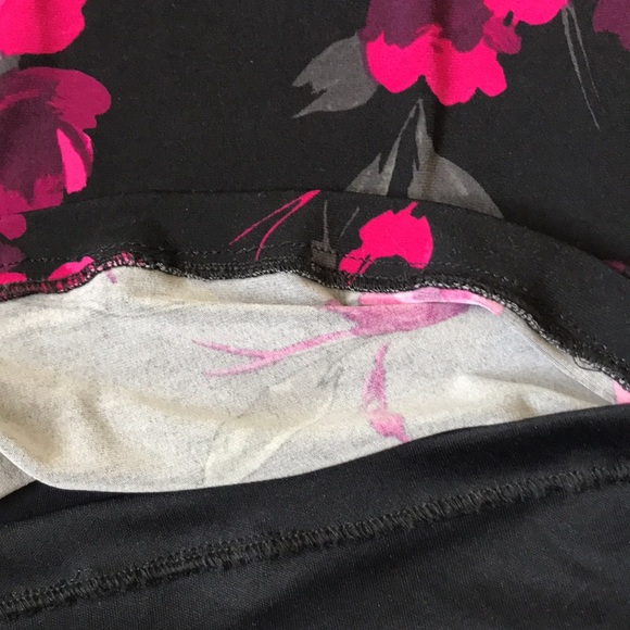 Précis british brand petite lined jersey black w dark pink floral 3/4 sleeve EUC - Picture 4 of 6